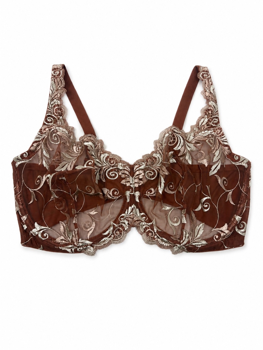 Soma Sensuous Embroidered Underwire Bra Brown Beige Lace 36DDD